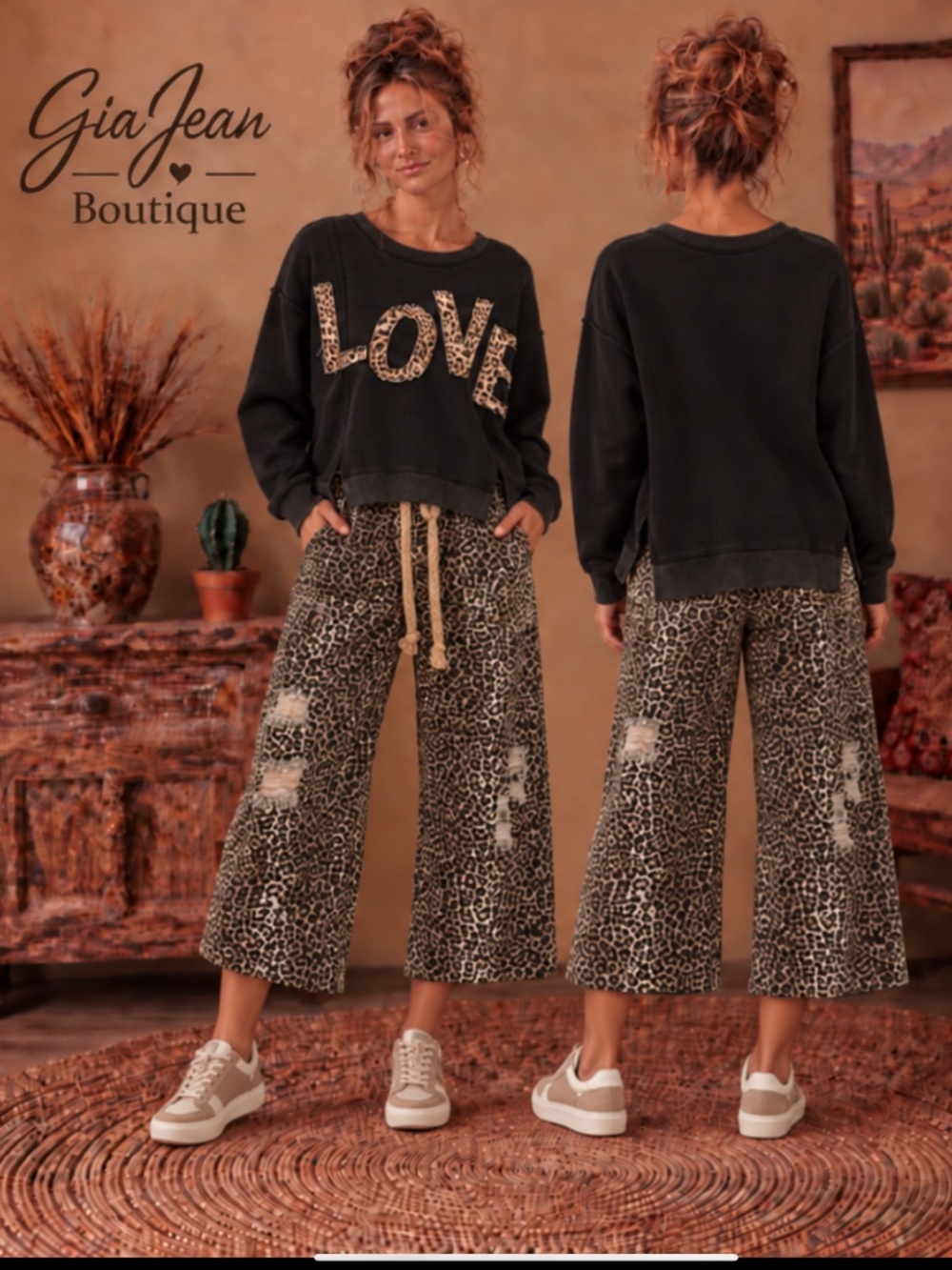 ❤️ BLUE VELVET “ LOVE “ BLUE VELVET LOVE LEOPARD PATCHWORK TOP
